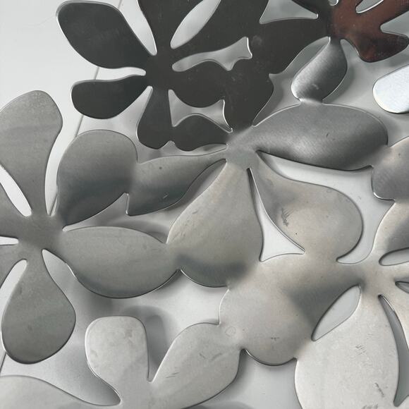 IKEA Large Stainless Metal Steel Bowl Monika Mulder Floral Design Stockholm 17" - Picture 2 of 7